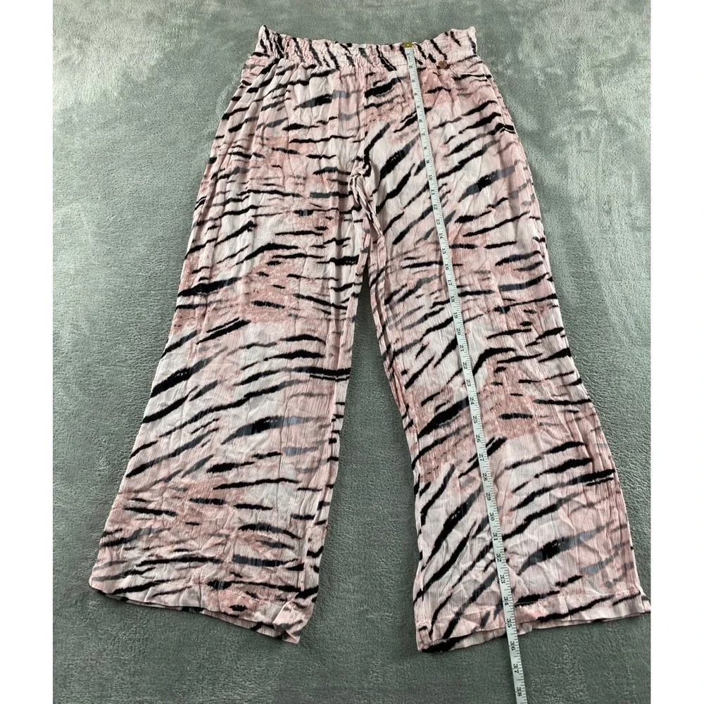 MGT Industries Pink Tiger Stripe Wide Leg Lounge Pants Womens Medium RHN345